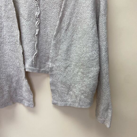 Unbranded Gray Long Sleeve Cropped Cardigan Sweater Knitted Open Front Wool - Picture 3 of 7